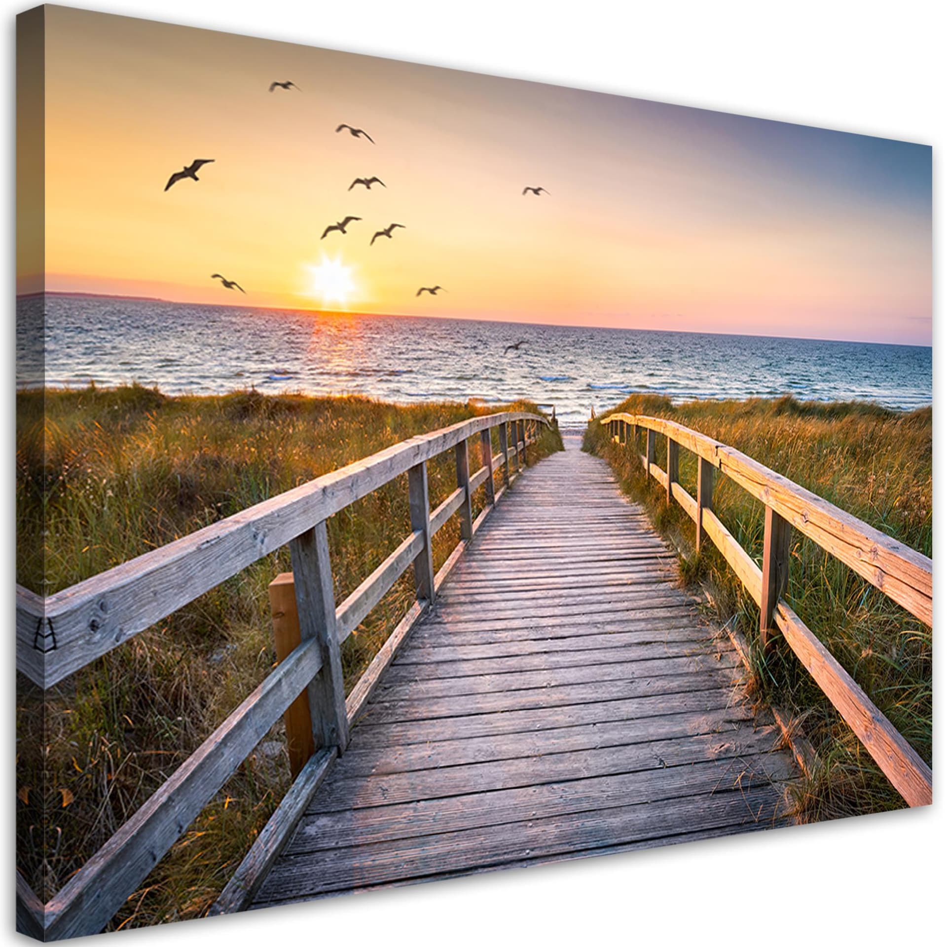 Obraz na płótnie, Zachód słońca morze plaża (Rozmiar 100x70)