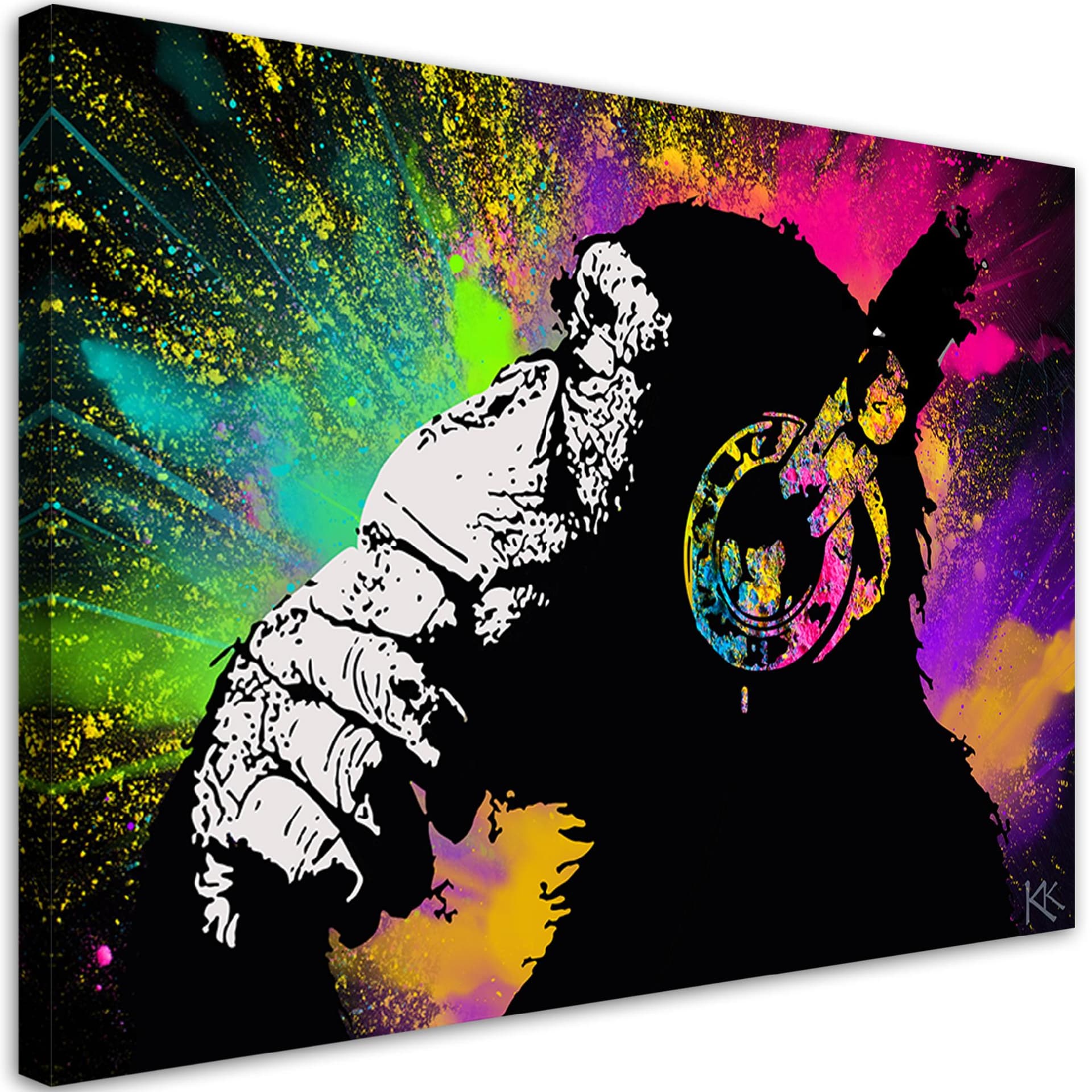 Obraz na płótnie, Banksy kolorowa małpa (Rozmiar 90x60)