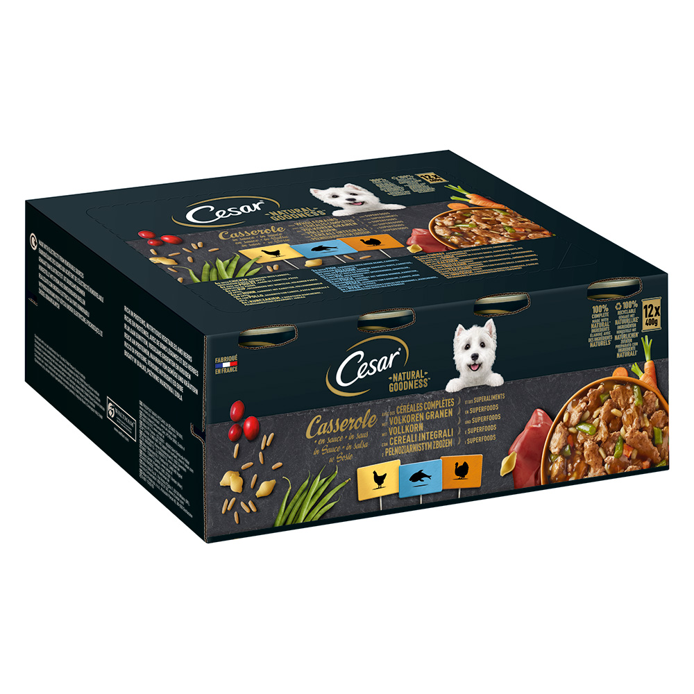 Cesar Natural Goodness - Pakiet mieszany Casserole, 3 smaki (24 x 400 g)
