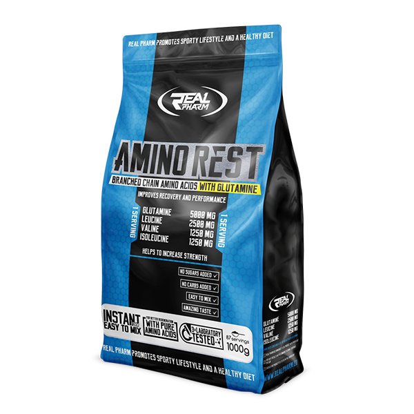 AMINO REST - aminokwasy - Real Pharm - 1000g Lemon-Blackcurrant