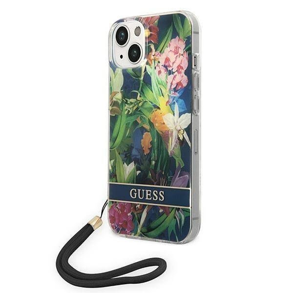 Guess GUOHCP14MHFLSB iPhone 14 Plus 6,7` niebieski/blue hardcase Flower Strap