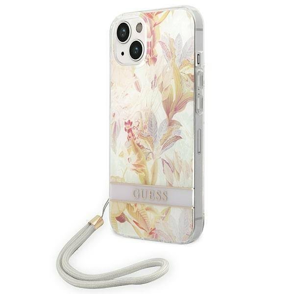 Guess GUOHCP14MHFLSU iPhone 14 Plus 6,7` fioletowy/purple hardcase Flower Strap