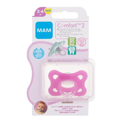 MAM Comfort 2 Silicone Pacifier 2-6m Pink smoczek 1 szt dla dzieci