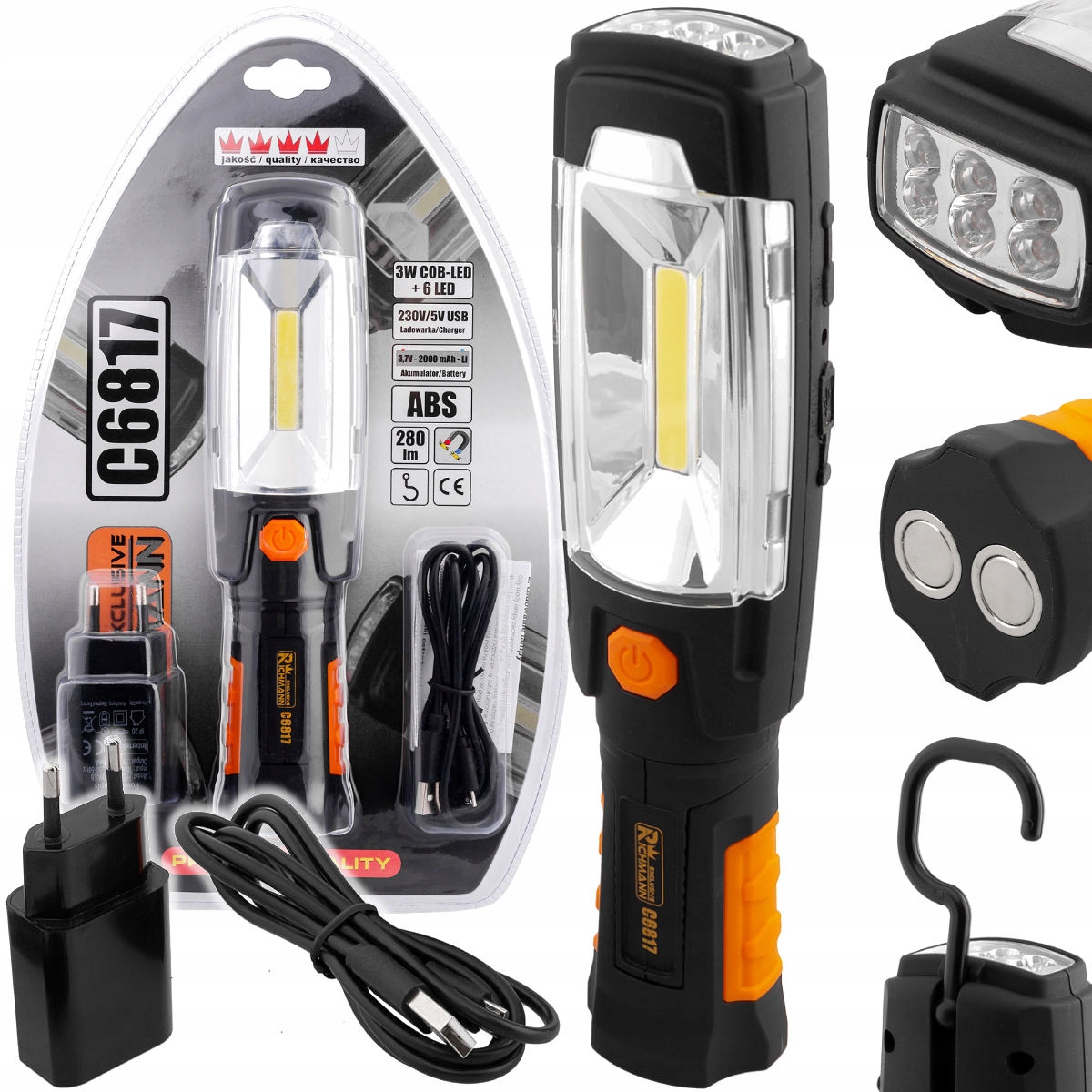 Latarka Warsztatowa Cob-led 3W 6 Led Richmann