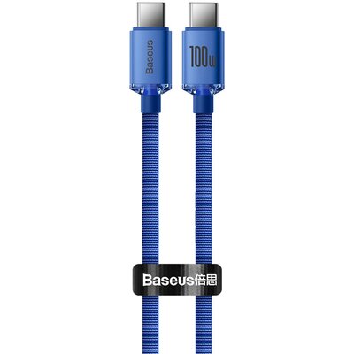 Baseus Crystal Shine Series kabel przewód USB do szybkiego ładowania i transferu danych USB Typ C - USB Typ C 100W 1,2m niebieski CAJY000603