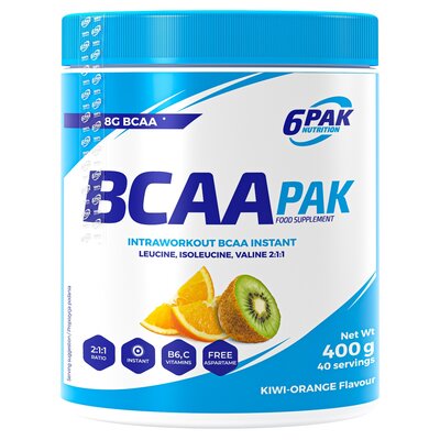 Aminokwasy 6PAK BCAA 400 g Jar Orange-Kiwi (5902811801607)