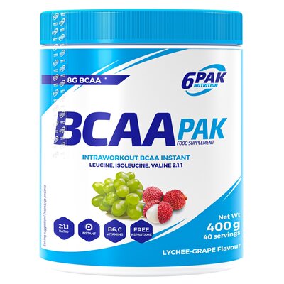 6PAK Nutrition BCAA pak 400g Lychee Grape liczi winogrono 3906