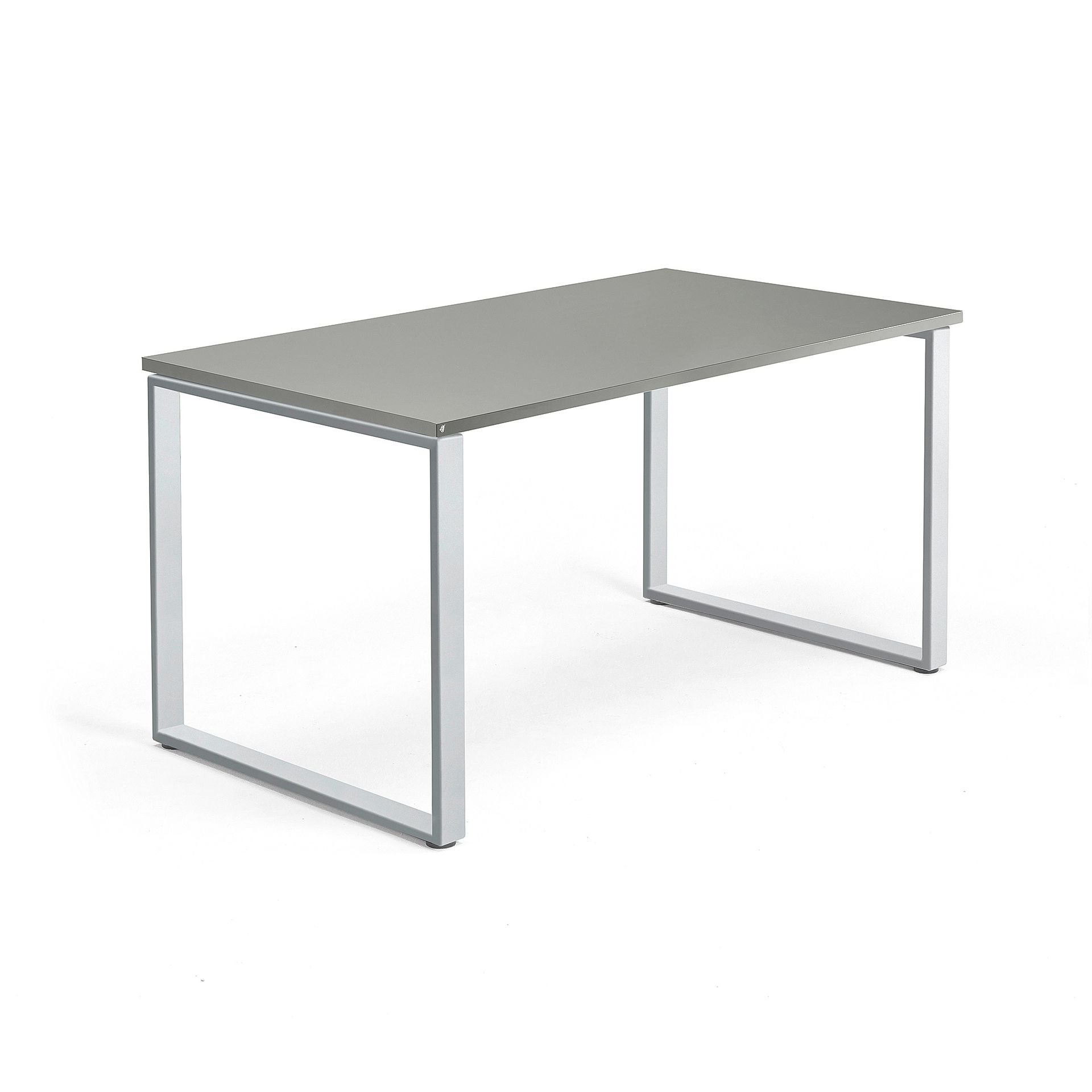 Biurko QBUS, rama O, 1400x800 mm, srebrna rama, jasnoszary