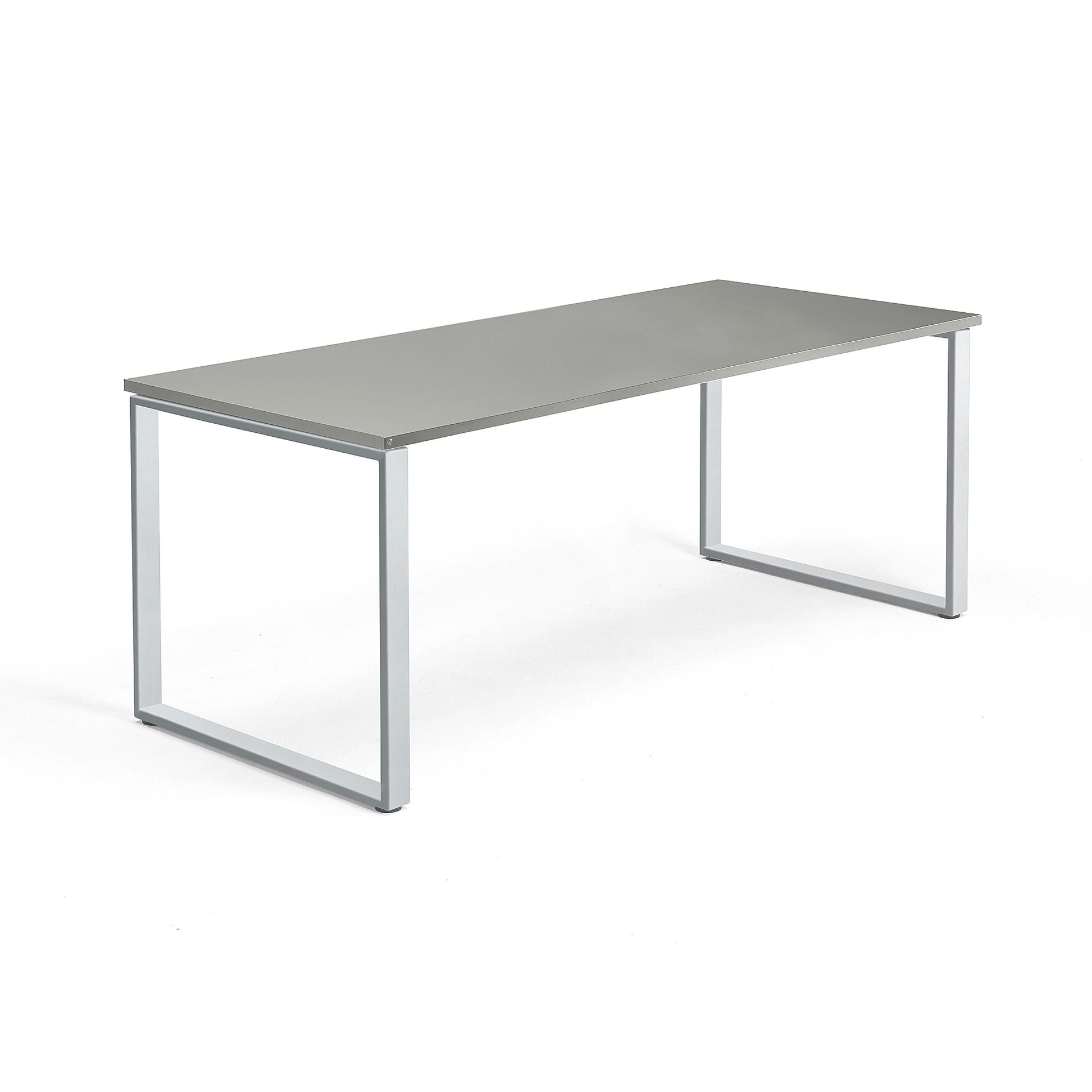 Biurko QBUS, rama O, 1800x800 mm, srebrna rama, jasnoszary