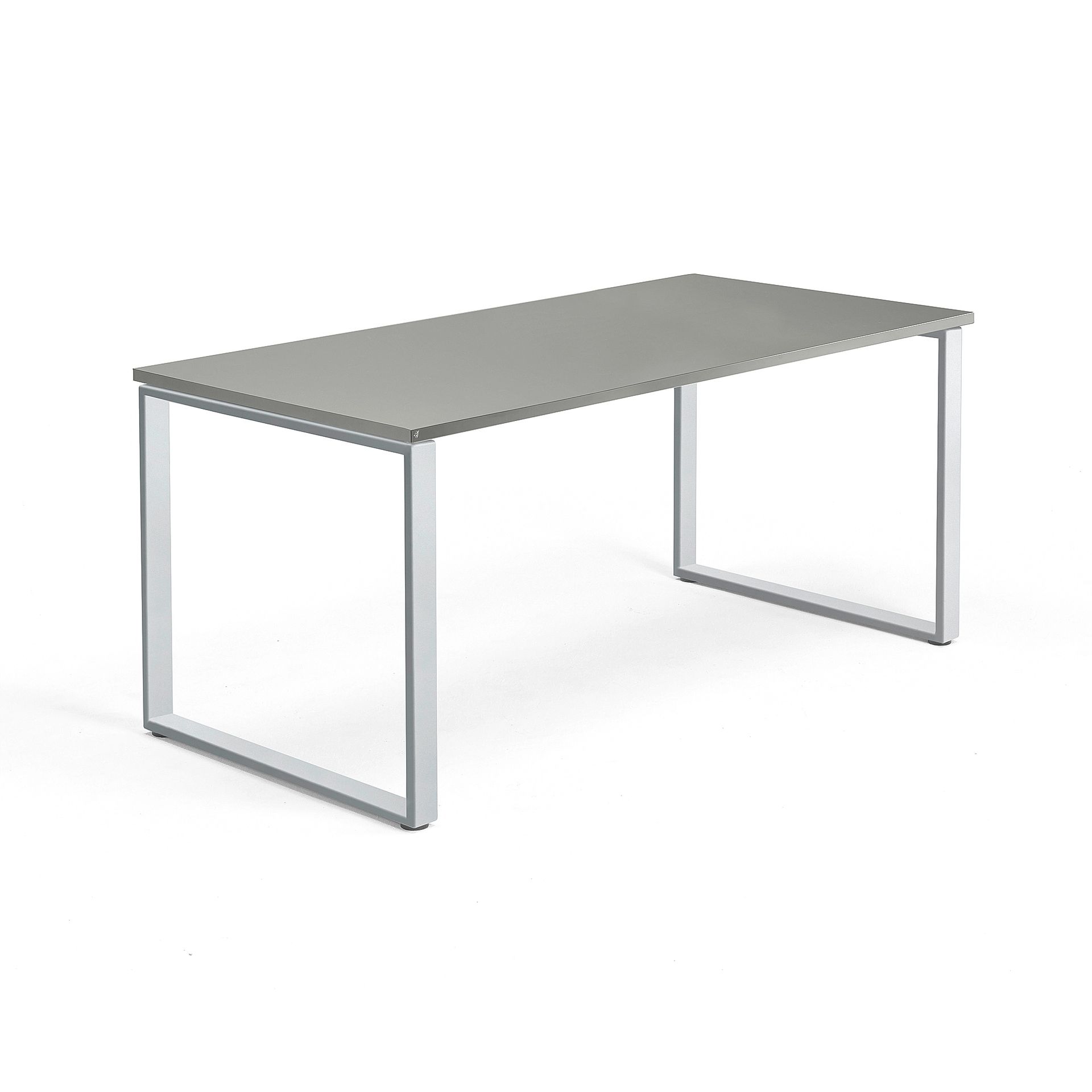 Biurko QBUS, rama O, 1600x800 mm, srebrna rama, jasnoszary