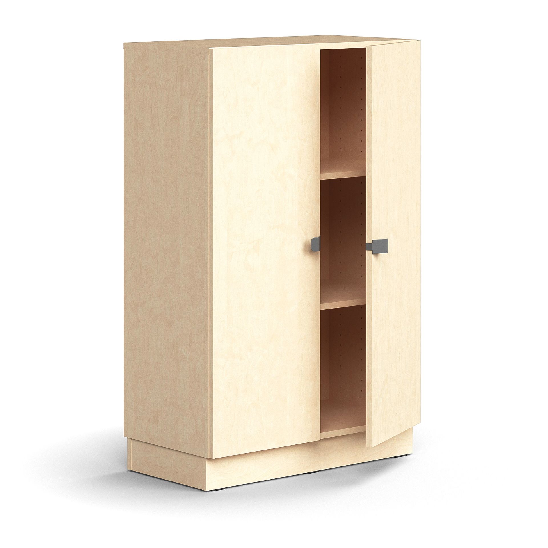 Szafa QBUS, 2 półki, cokół, uchwyty, 1252x800x420 mm, brzoza