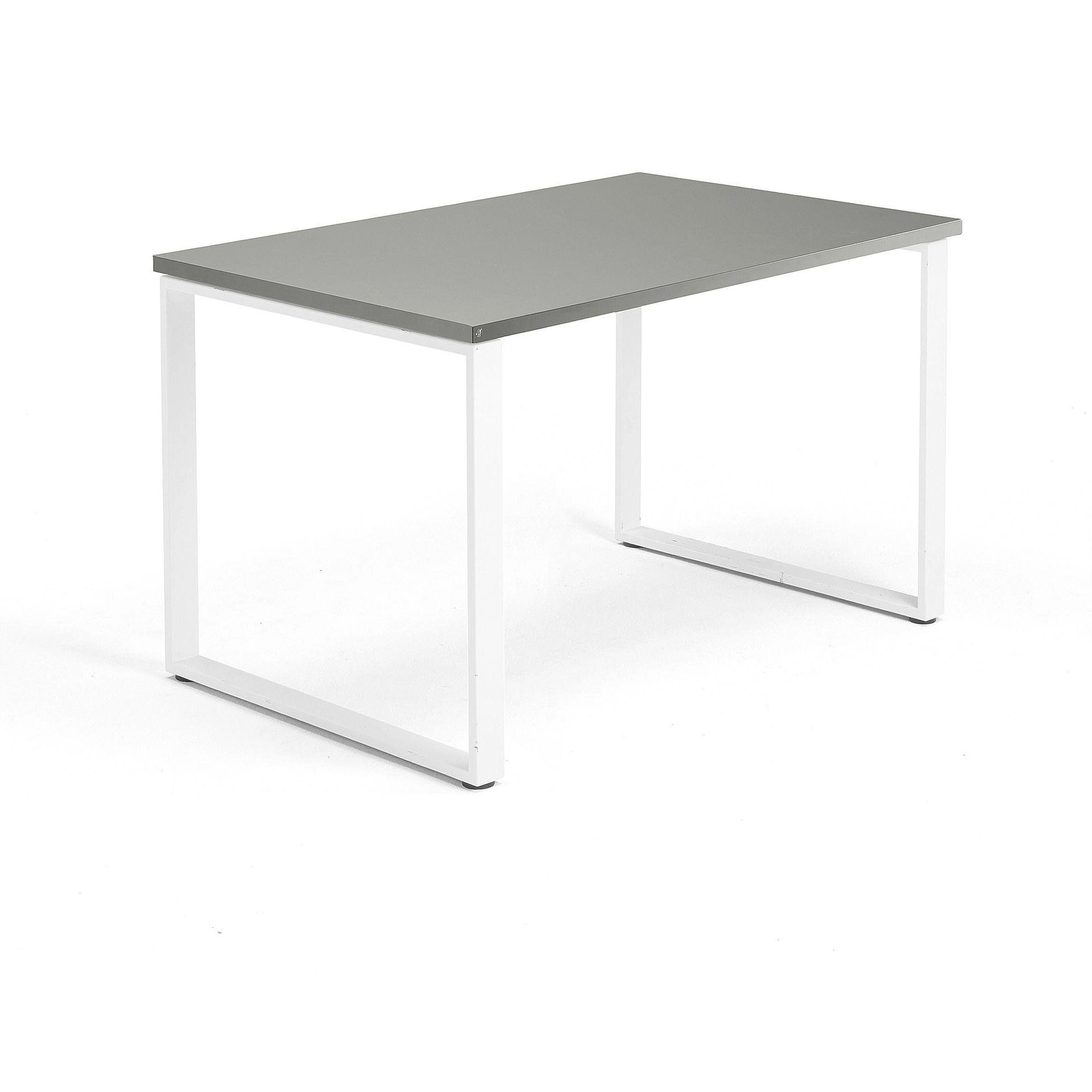 Biurko QBUS, rama O, 1200x800 mm, biała rama, jasnoszary