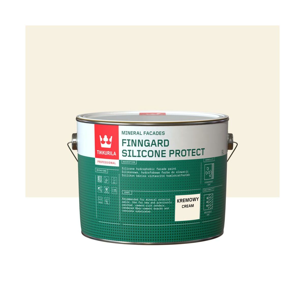 Farba silikonowa do elewacji 9 l Kremowy Tikkurila 6408070117798