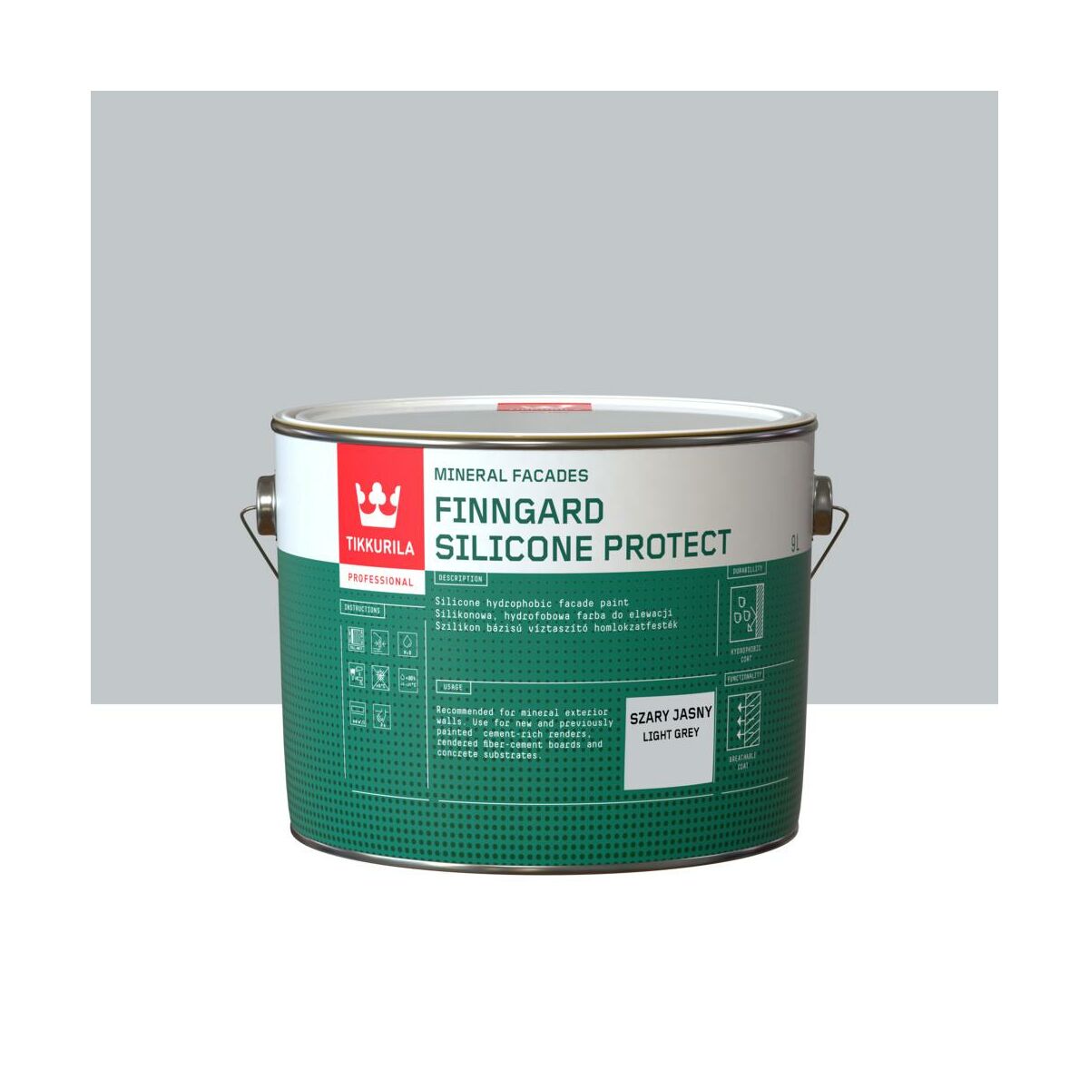 Farba silikonowa do elewacji 9 l Szary jasny Tikkurila 6408070117859