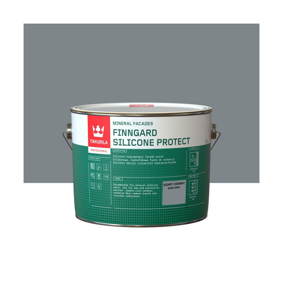 Farba silikonowa do elewacji 9 l Szary ciemny Tikkurila