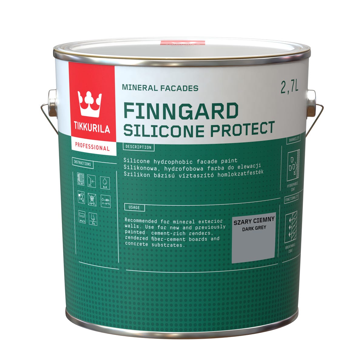 Farba silikonowa do elewacji 2.7 l Szary ciemny Tikkurila 6408070117866