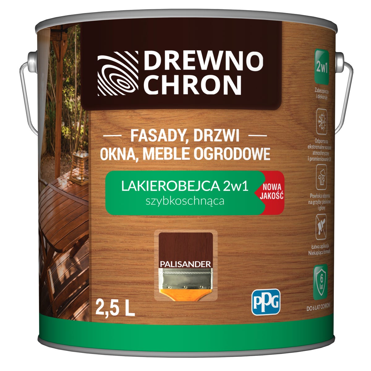Lakierobejca Ochronno-dekoracyjna 2.5 l Palisander Drewnochron 5904000046219