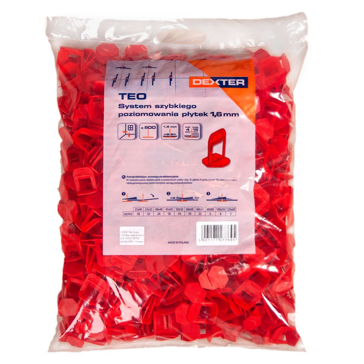System poziomujący Teo 800szt. 1.6mm Dexter