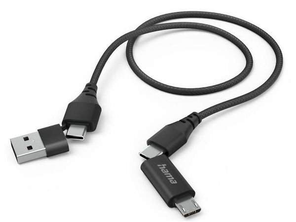 HAMA 4w1 Typ-C, micro-USB, USB-A Czarny |