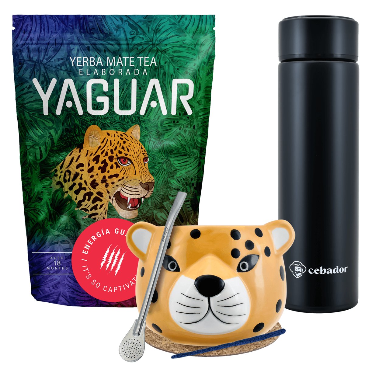 Zestaw Yerba Mate Yaguar Energia 500g Tykwa termos