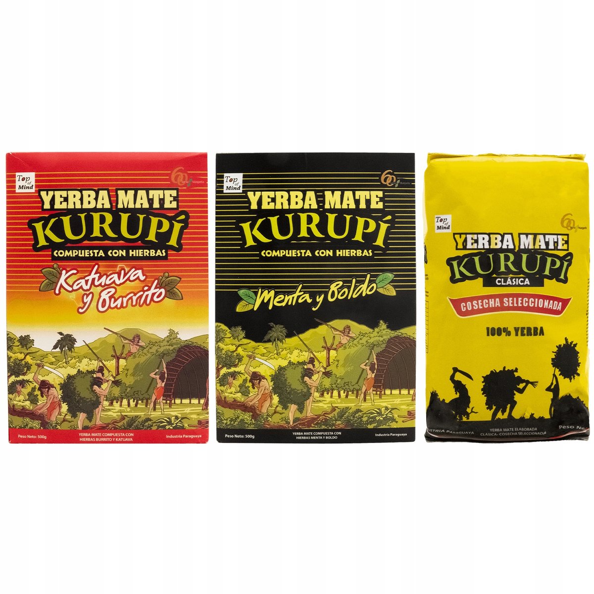 Yerba Mate Kurupi Katuava + Menta Boldo + Clasica