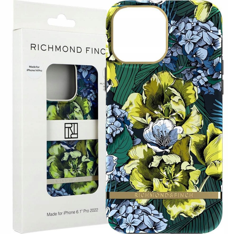 Richmond&Finch Etui Saffron Flower do iPhone 14 Pro zielone