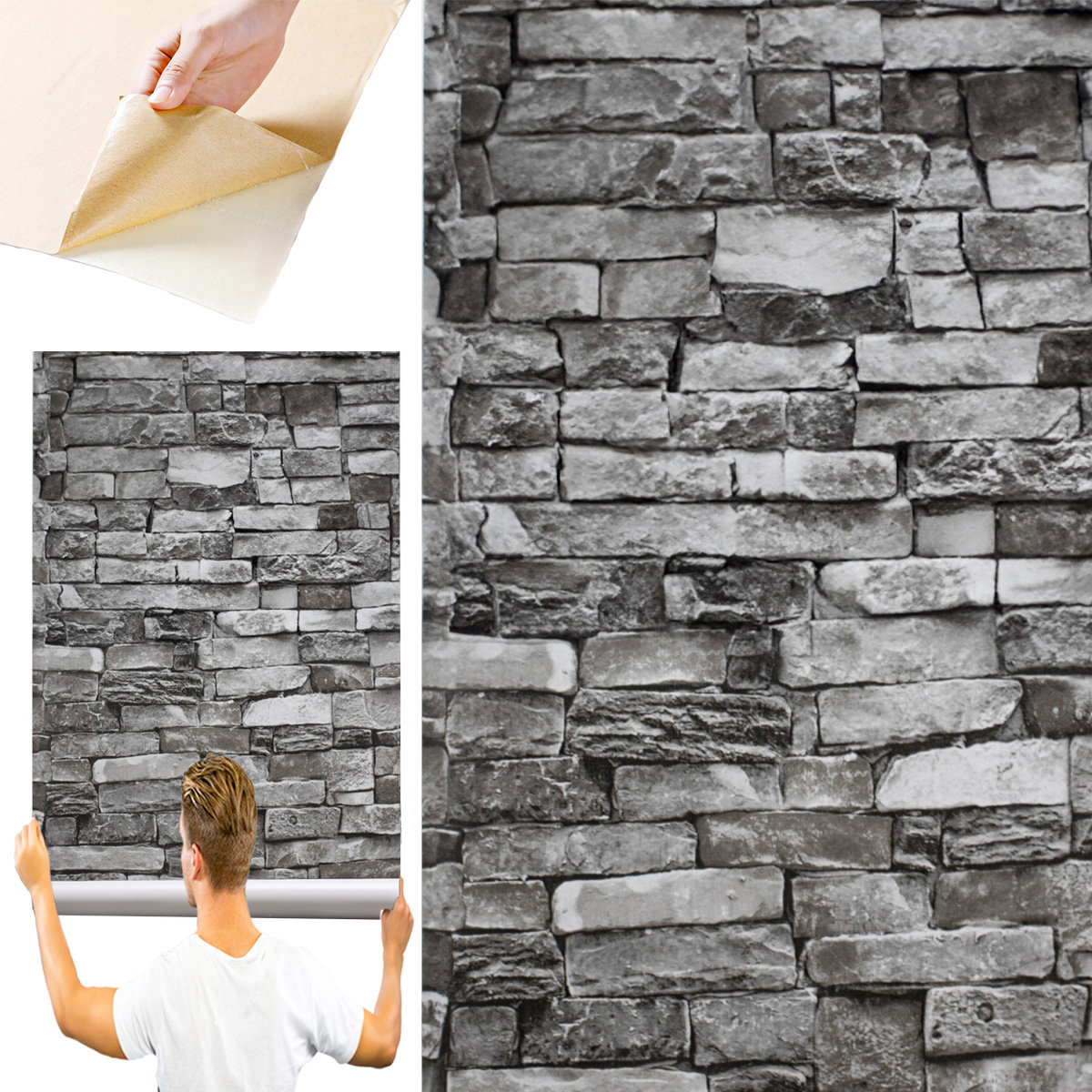 Tapeta Samoprzylepna Ścienna w Rolce Efekt 3d 10m