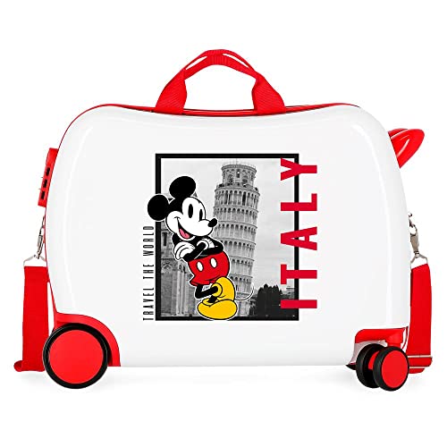 Disney Mickey y Minnie Travel The World Italy Walizka dziecięca Biały 50x39x20 cms Twarde mocowanie ABS Boczne zapięcie szyfrowy 34L 1,8 kg 4 koła Bagaż ręczny, Biały, Talla única, walizka dziecięca