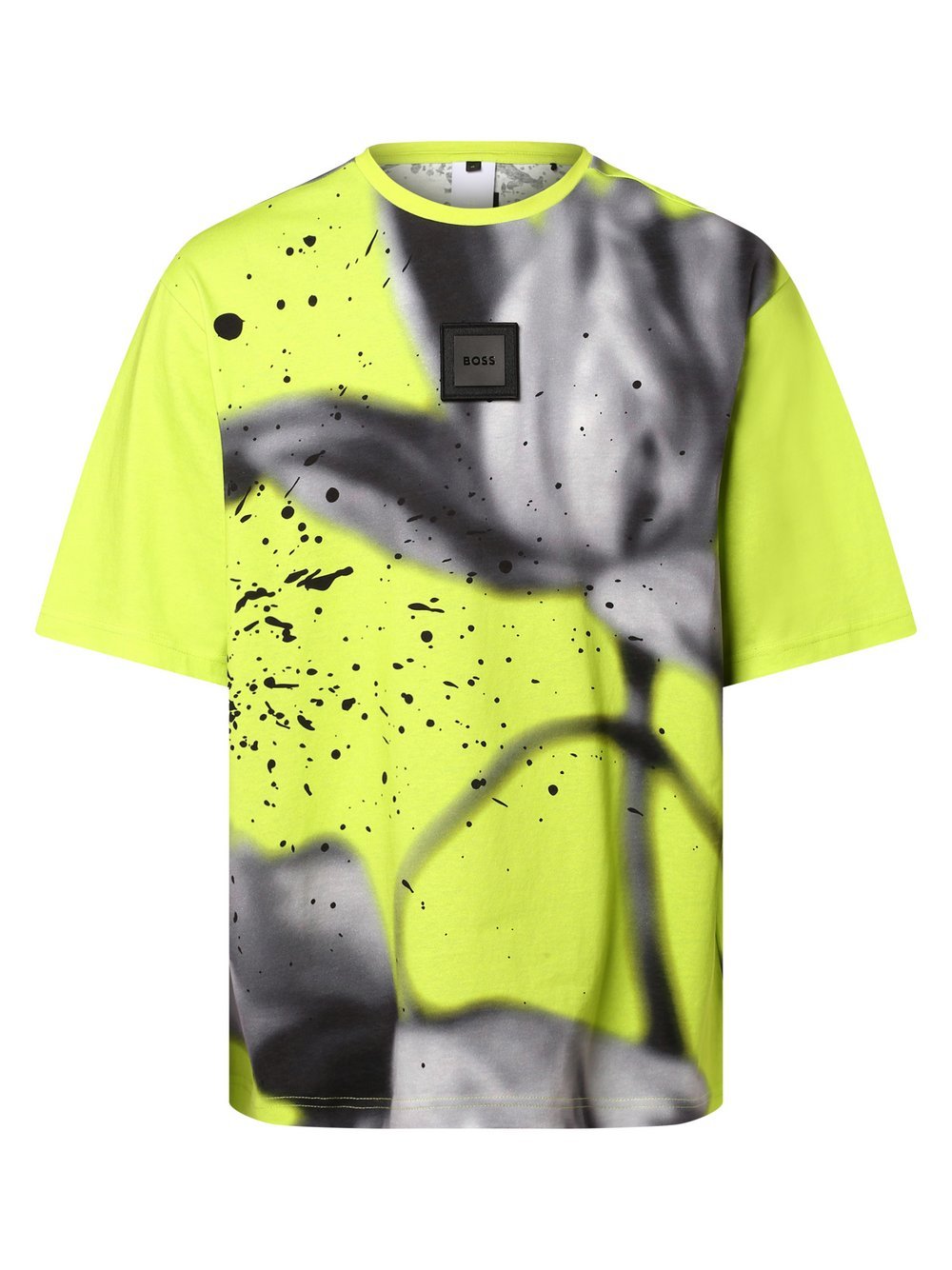 BOSS Green - T-shirt męski  Timono Lotus, zielony|lila|wielokolorowy