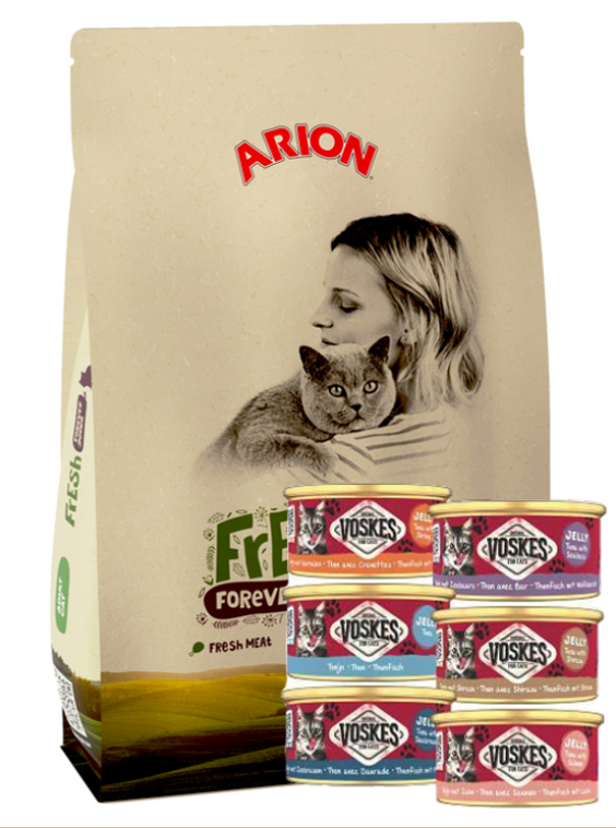 ARION Fresh Adult Cat 12kg+ Voskes karma mokra 85gx6szt GRATIS!!!