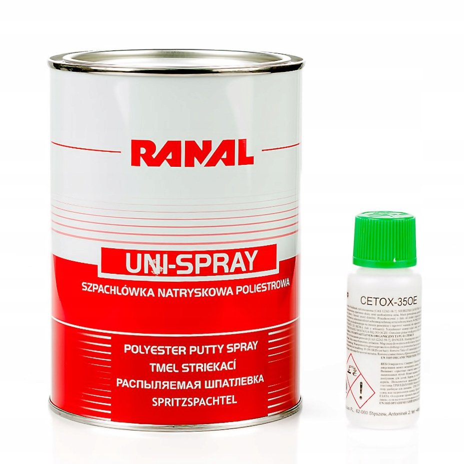 Ranal Szpachlówka Natryskowa 1,2Kg - Wysoka Jakość (+ Utw. Buteleczka Zielony Korek)