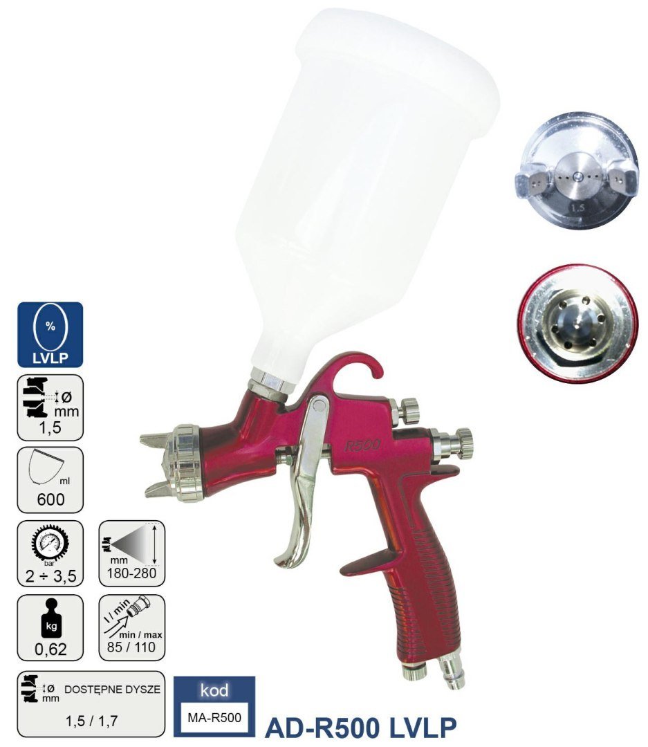 adler pistolet lakierniczy lvlp 1.5mm ad-r500