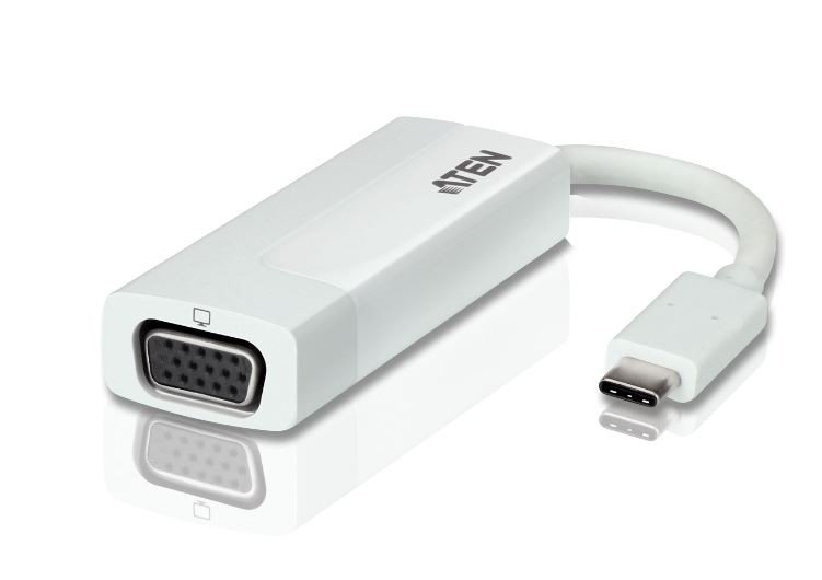 Aten Przenośny adapter USB-C na VGA UC3002A przesyłaj wysokiej jakości filmy z laptopa lub smartfona z obsługą USB-C na wyświetlacz VGA 1920 x 1200@60 Hz lub projektora* | Lider rynku #1 KVM UC3002A