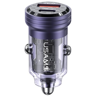 USAMS Ład. sam. C35 USB+USB-C 45W Fast Charge fioletowy/purple CC175CC02 (US-CC175)