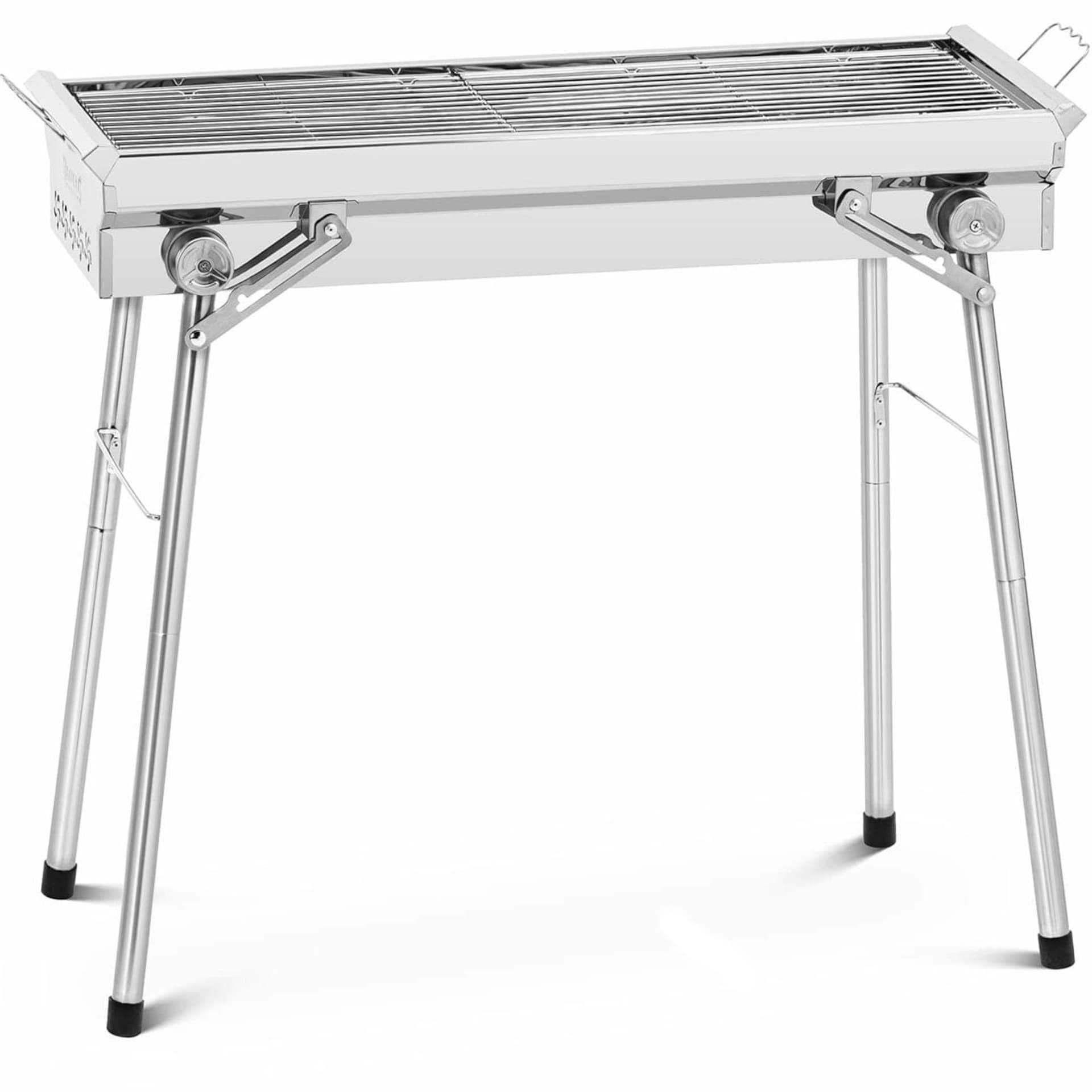 Grill węglowy - z rusztem - 43 x 25 cm - stal nierdzewna / stal ocynkowana - Royal Catering RCEK-1050