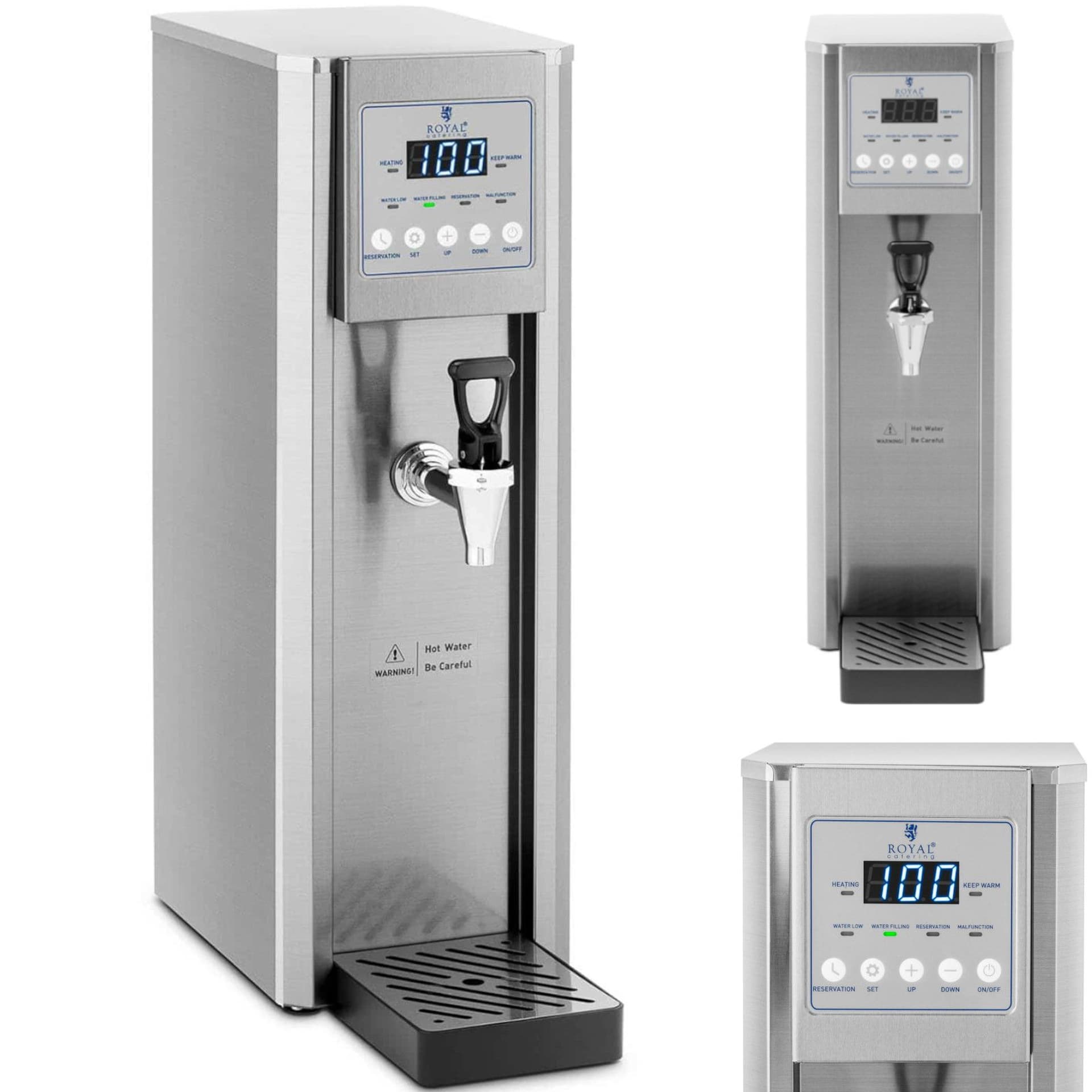 Dystrybutor gorącej wody - 8 l - 2100 W - przyłącze wody - Royal Catering RCWK-8L-AUT