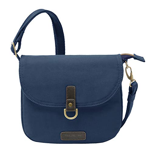 Travelon unisex-dorosły antykradzieżowy kurier siodełko crossbody torba crossbody, granatowy, 9 x 7 x 2.25, Przeciwkradzieżowe siodełko kurier