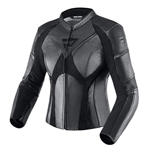 REBELHORN Rebel Lady kurtka motocyklowa dla kobiet, skóra bydlęca, łokcie, ramiona i plecy, wentylacja, 4 kieszenie, elementy odblaskowe