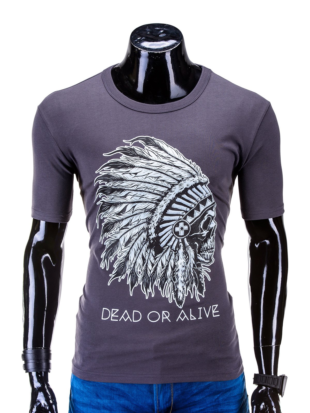 T-shirt męski z nadrukiem - grafitowy S613