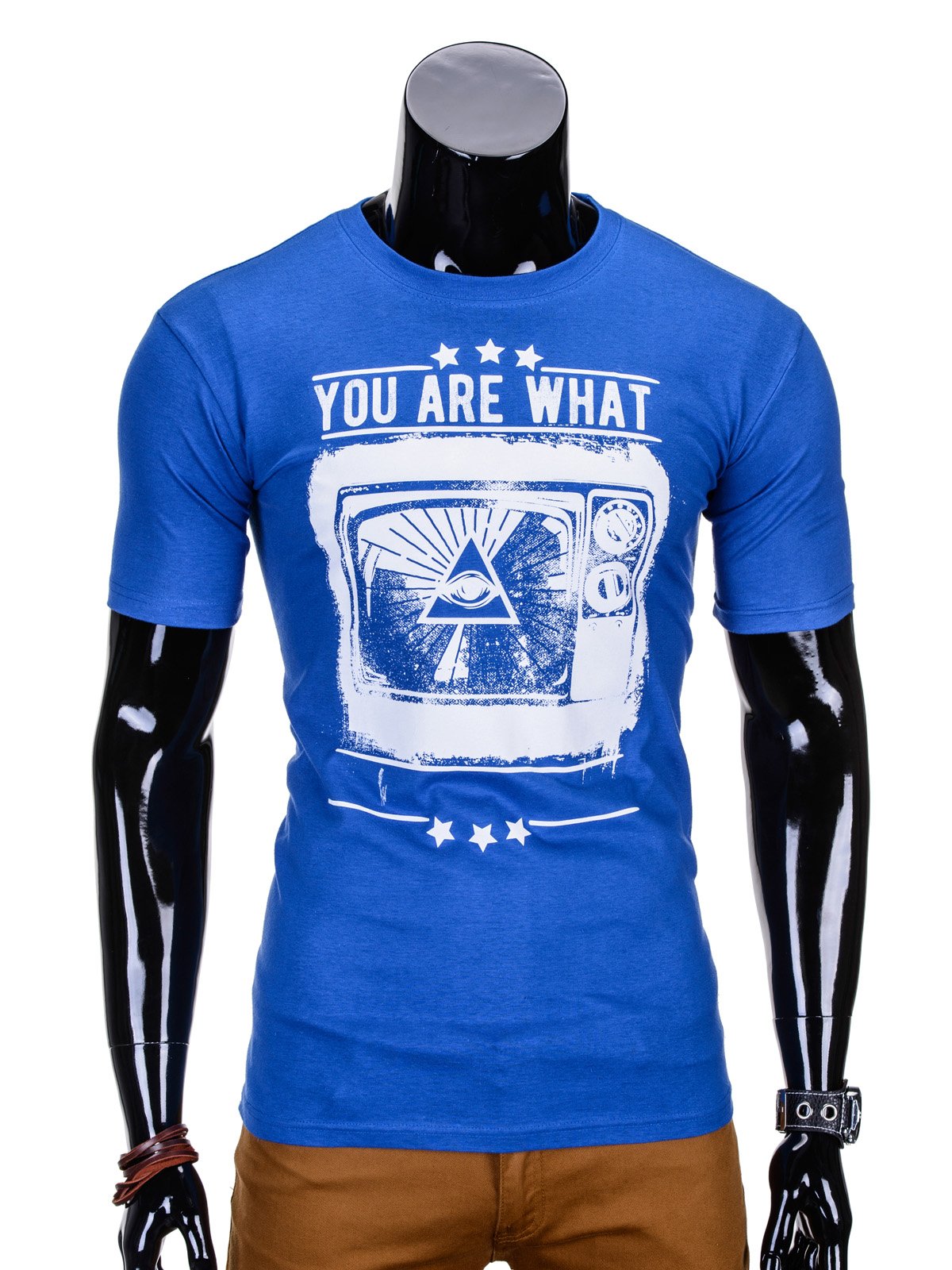 T-shirt męski z nadrukiem - chabrowy S816