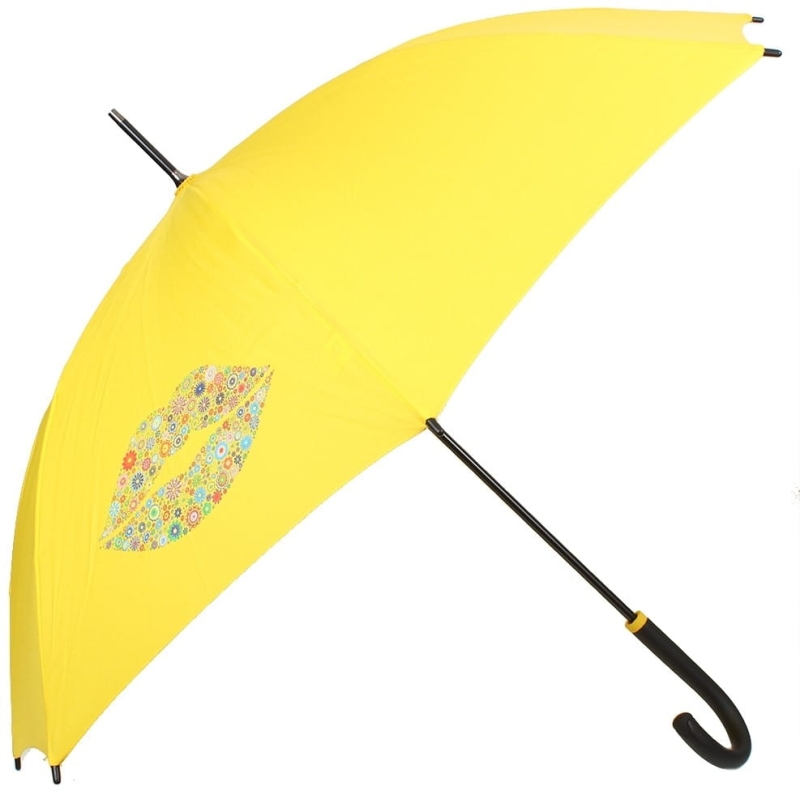 Parasol długi damski Doppler Fiber Flex Kiss automatyczny z filtrem UV żółty