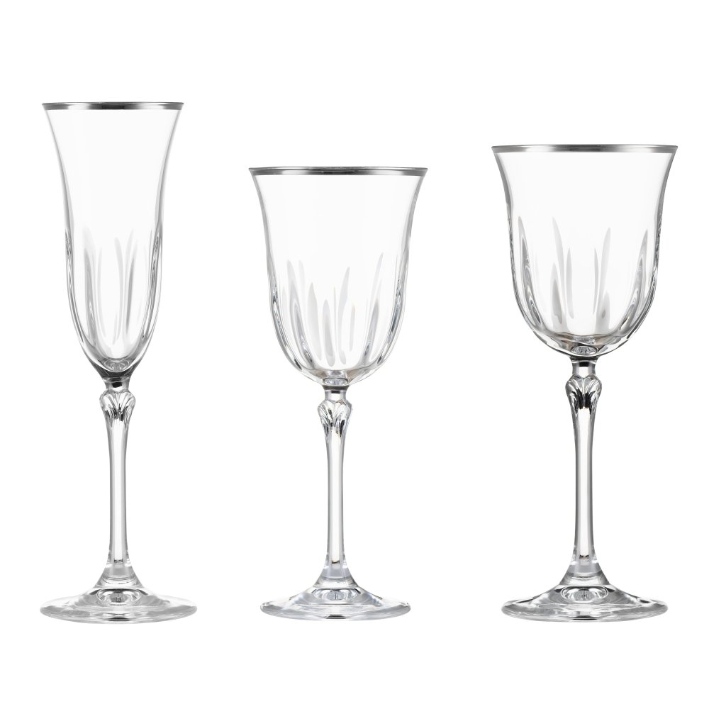 Zestaw kieliszków 6 osób 18 szt. platynowa linia LUDOVICA Platino VILLA ITALIA