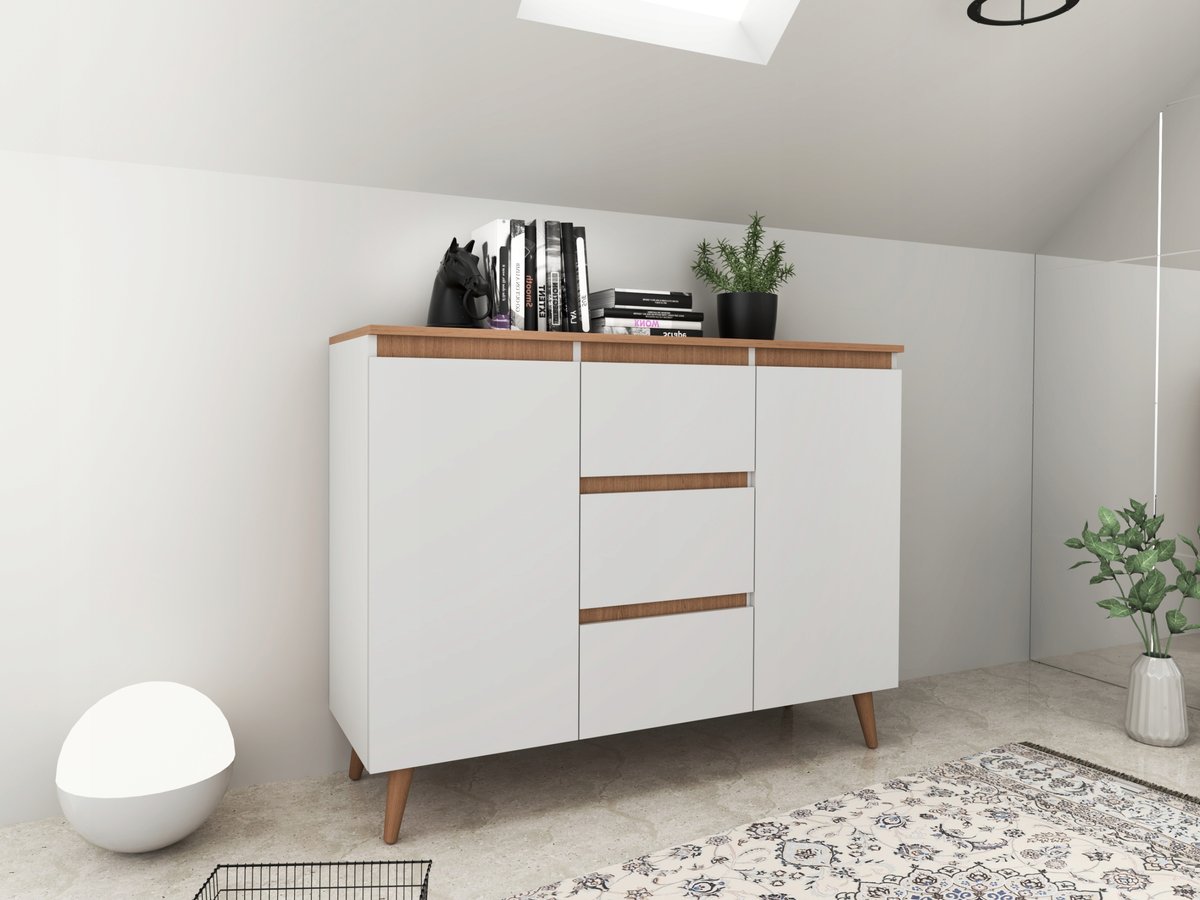 Komoda skandynawska Norge 120 Biały + Dąb Craft