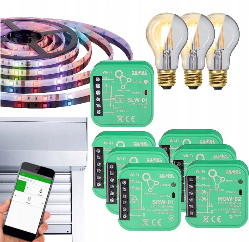 SUPLA Zestaw Wi-Fi 3x Rolet 3x Oświetlenie 1x RGB