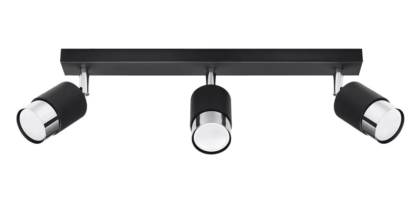 Czarno-chromowy potrójny plafon sufitowy - A180 H2-Z37