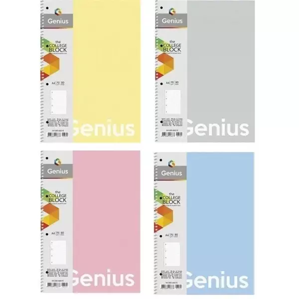 Kołozeszyt A4/80K kratka Genius (4szt) ASTRA - ASTRA papiernicze