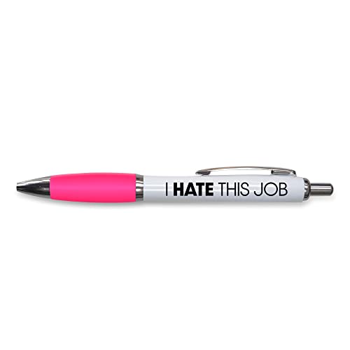Tongue in Peach Śmieszne nowości długopis prezent - długopisy kulkowe - I Hate This Job - zabawny prezent biurowy - zabawny żart stacjonarny - różowy - PP153