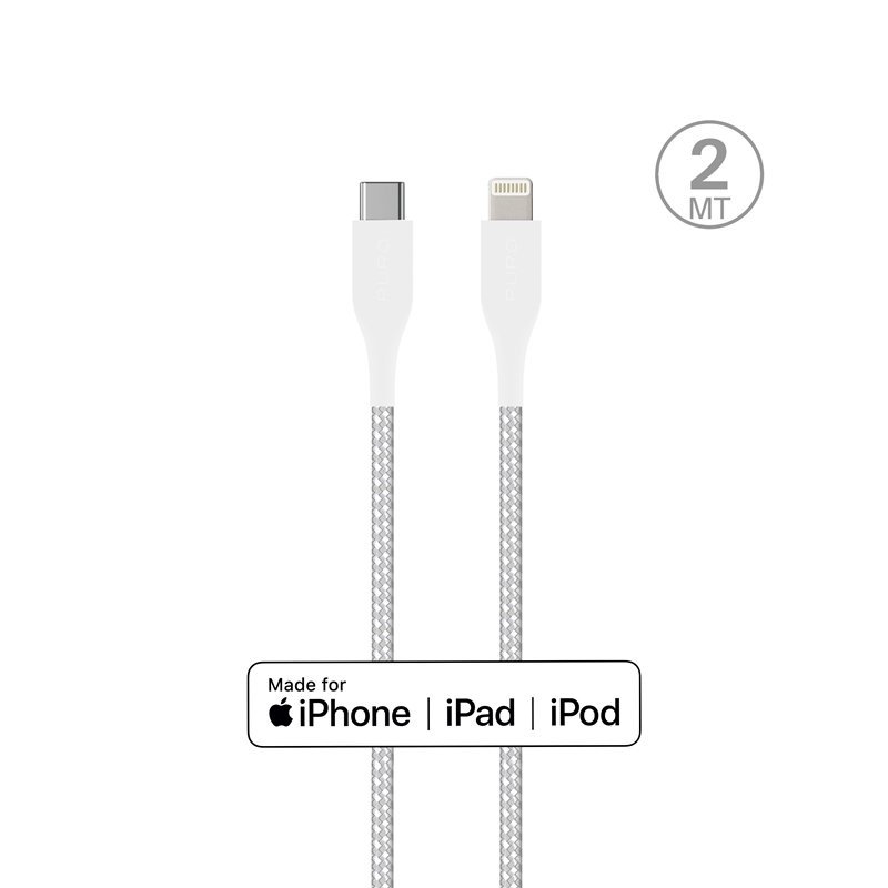 PURO Kabel USB-C Lightning Fabric Ultra Strong 2 m Biały