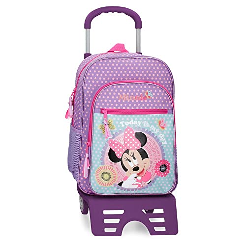 Disney Minnie Today is my Day Plecak z fioletowym wózkiem 30x40x13 cms Poliester 17.16L, Fioletowy, Talla única, Plecak z wózkiem