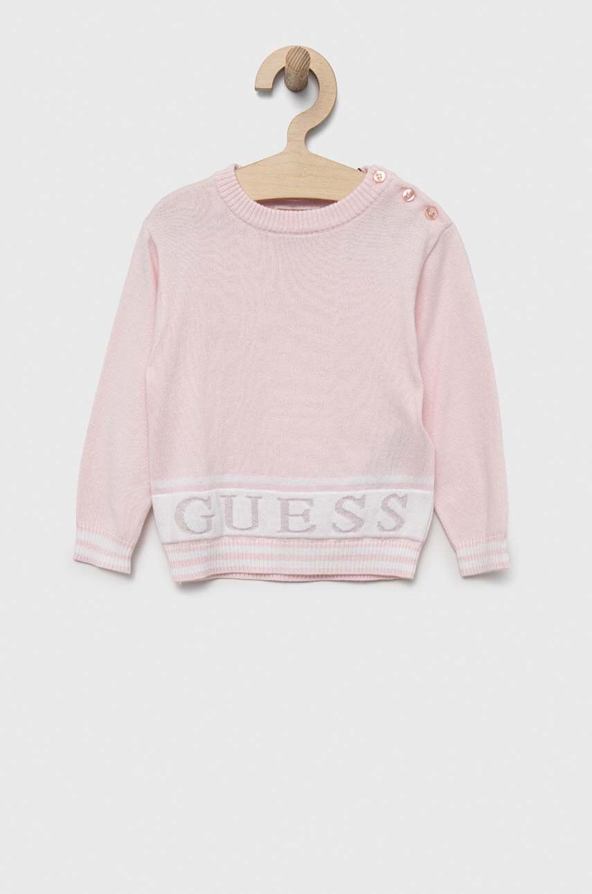 Guess sweter dziecięcy kolor różowy lekki